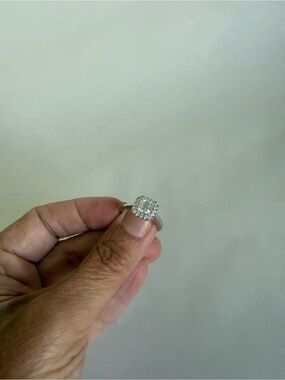 Cushion Emerald Cut Square Moisenitte lab diamond Sterling Ring with 2 carats +
